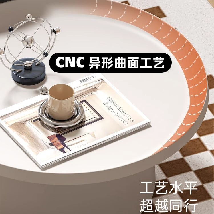 Nordic designer home light luxury modern minimalist living room coffee table round iron art coffee table cream style coffee table