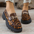 plus size slip-on leopard print loafers for women  spring & fall new arrivalthick soleflats british style small leather shoes for women