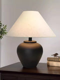 Japanese wabi-sabi ceramic table lamp - new chinese style retro designer bedside lamp for home, hotel, living room, and bedroom