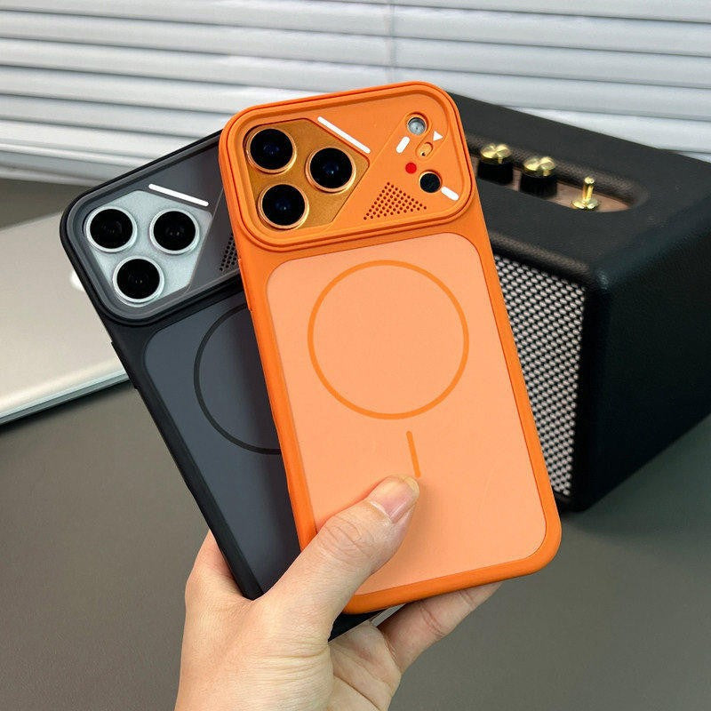 Imitation original skin feel instantly turns into iphone17promax magnetic phone case irregular lens apple 16 simple sheath