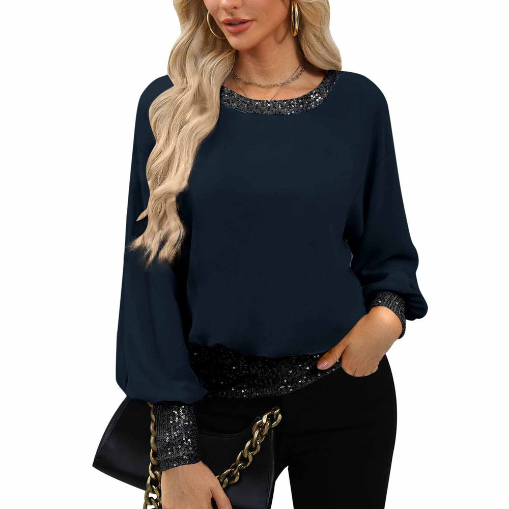 autumn new women's knitted top - cross-border european and american style, solid color, minimalist long-sleeve crew neck t-shirt