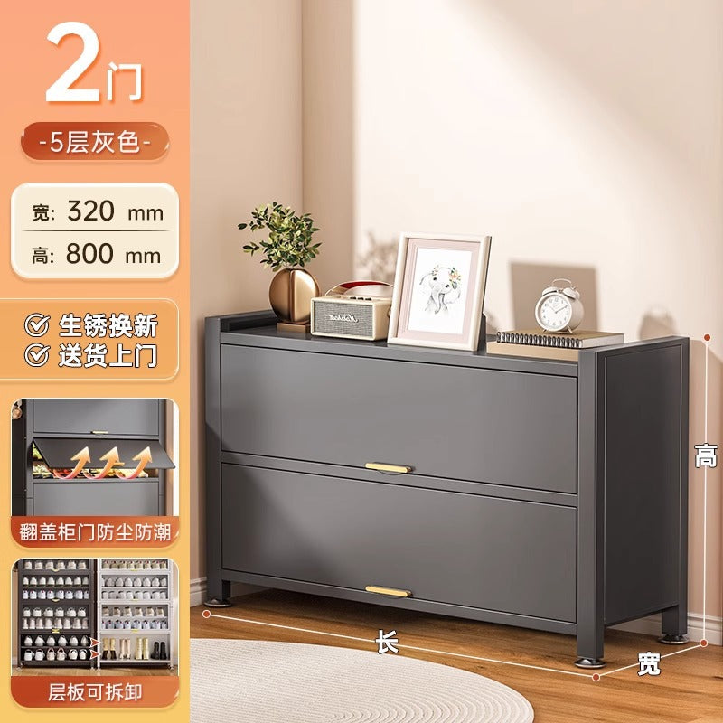 Steel shoe cabinet for home, entryway, and hallway - large capacity, floor-standing, dustproof, multi-functional storage shoe rack