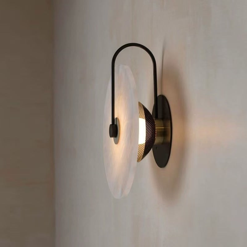 Modern bedroom bedside wall lamp living room background decoration atmosphere wall light staircase light aisle round marble small wall lamp