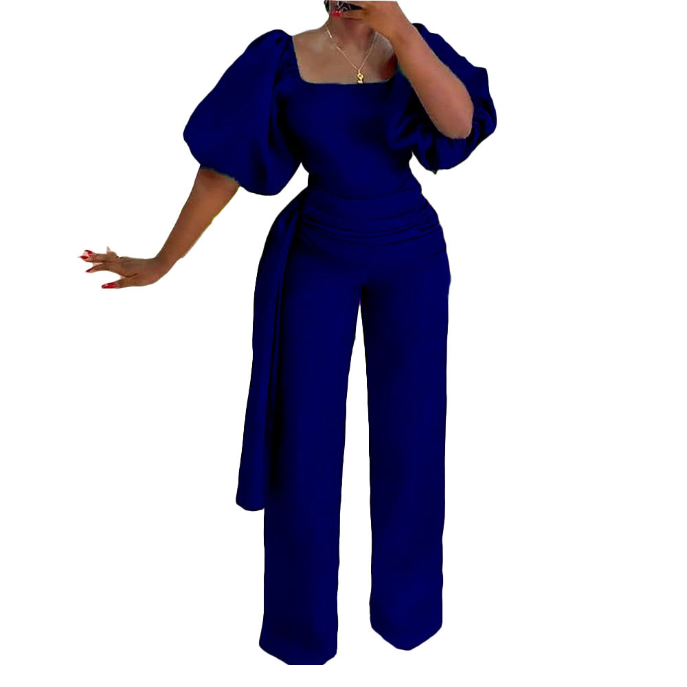 D128texport women's clothing   summer high waist elegant large size cross-border african european and american jumpsuits