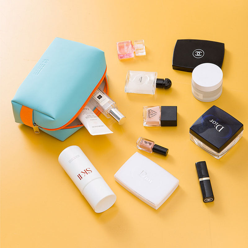 Popular Color PU Cosmetic Bag Portable ins Wind Cute Hand Wash Bag Waterproof Travel Cosmetics Storage Bag