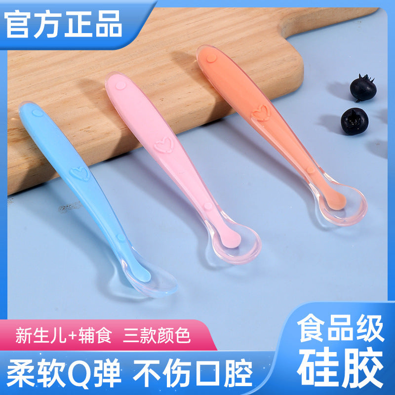 Directly from the manufacturer Baby silicone spoon, soft head spoon Baby training spoon, children's tableware Cartoon silicone spoon