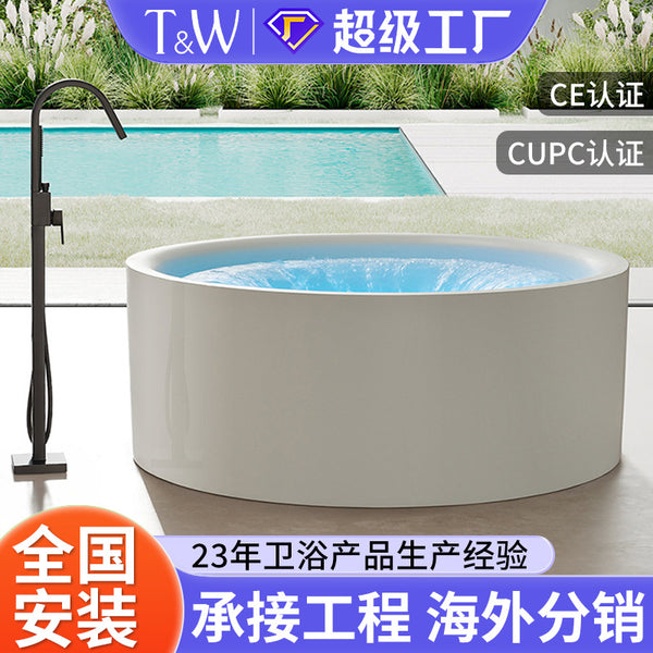 TW Traville Acrylic Jacuzzi Home Freestanding Great Falls Surf Bubble Round Double Bath