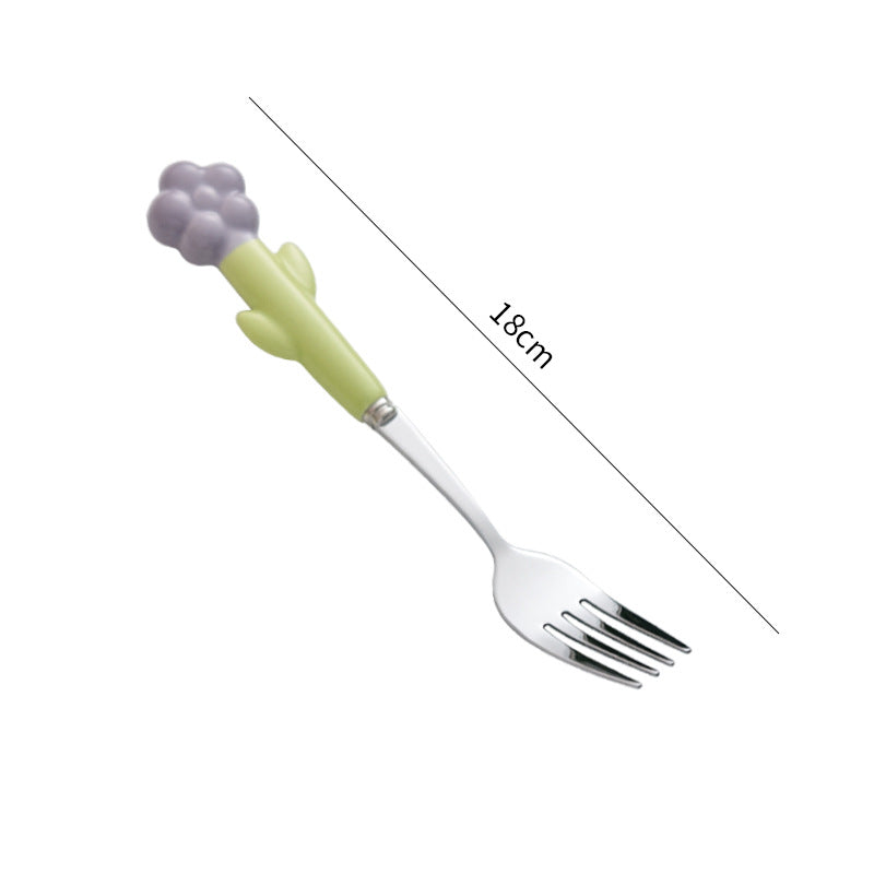 Creative stainless steel cutlery with ceramic handles - kids' dessert forks, multi-purpose western dinnerware, sunflower steak knife