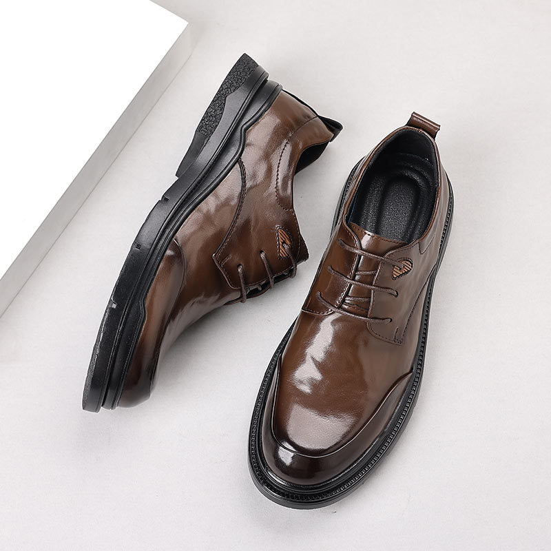 New arrival genuine leather casual business leather shoes best sellingretro hand-grabbed pattern men's leather shoes wedding wear formal men's shoes