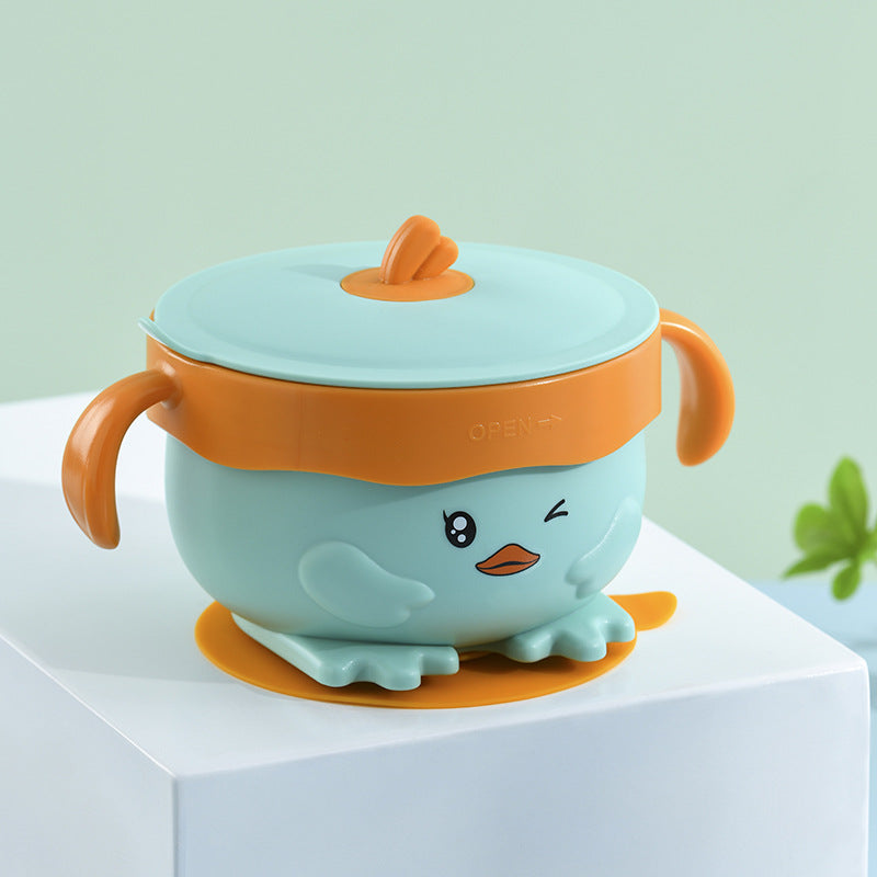 Baby food bowl, insulated water bowl, drop-proof, anti-scald stainless steel cup, special bowl for eating, with suction cup tableware