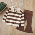 Dropshipping girls' knitted sweater two-piece set -  autumn/winter new collection - baby girl striped pants outfit
