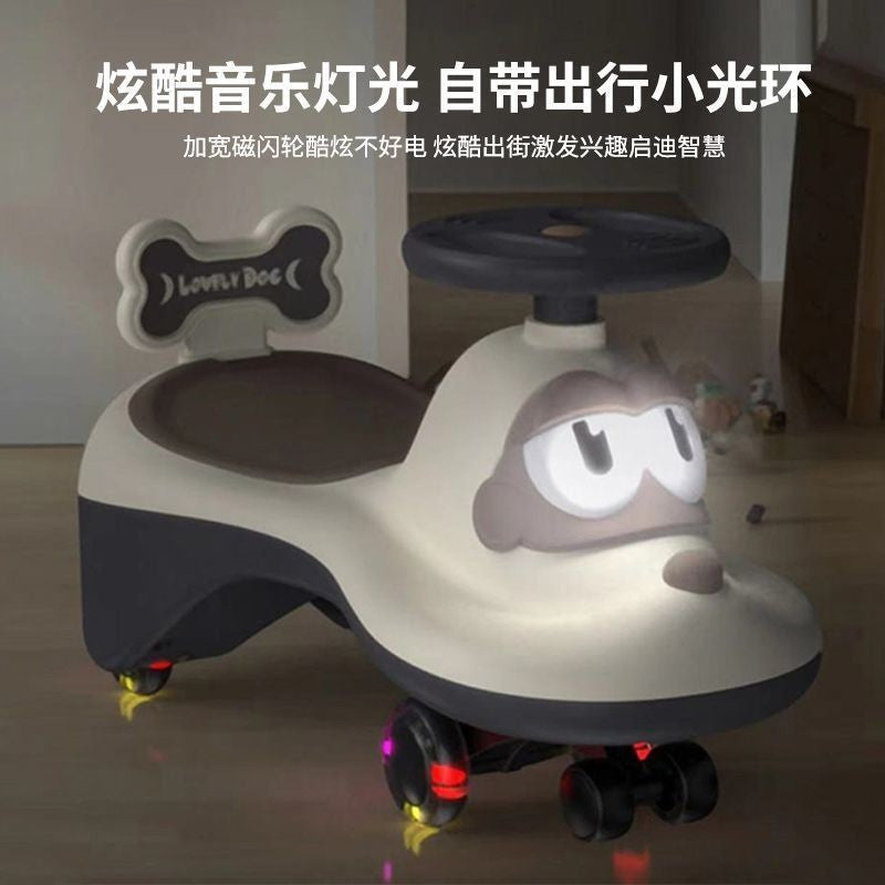 Kids' twist and go ride-on car - ages 1-3, suitable for boys and girls, adult accommodated, silent wheels, anti-tip design, wobble ride-on toy car