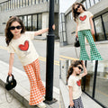 Girls' summer outfit set : new summer wide-leg pants, loose-fit lightweight casual short-sleeve top and pants, cute two-piece set