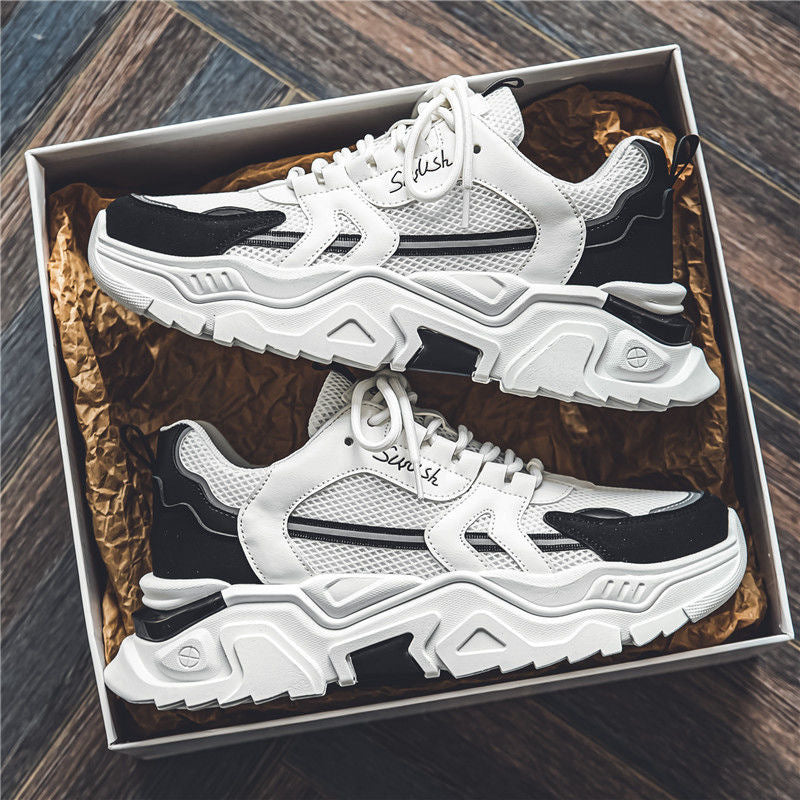 Men's winter breathable 2025 new trendy versatile youth sports casual chunky sole height increasing white dad shoes