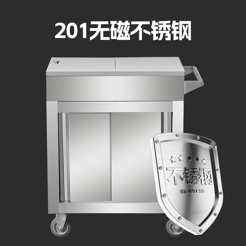 Stainless steel food-grade spice cart - commercial kitchen trolley, small size, multi-functional restaurant mobile cart, serving cart