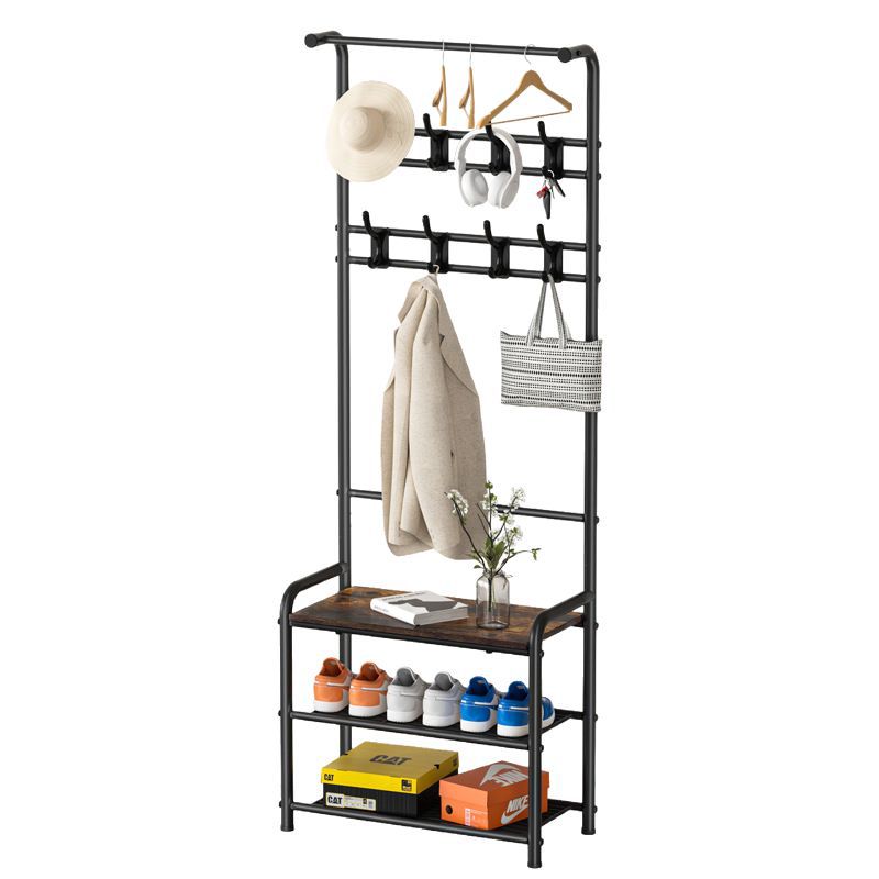 Simple floor coat rack shoe rack integrated combination household shoe rack bedroom living room hanger foyer shoe rack