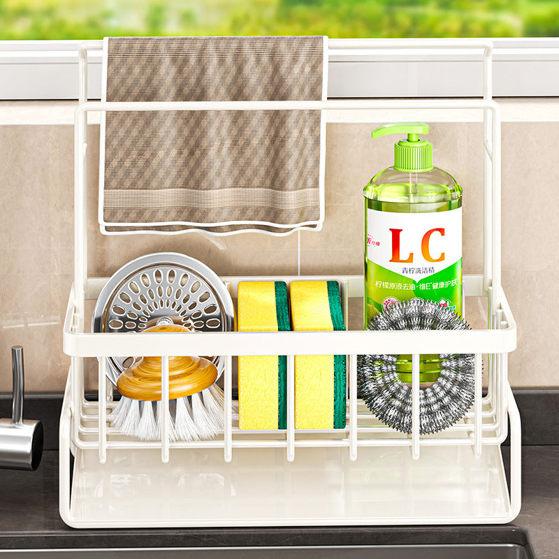 Stainless steel kitchen rack, sponge rack, household drain rack, steel wire ball storage rack, vegetable basin finishing rack