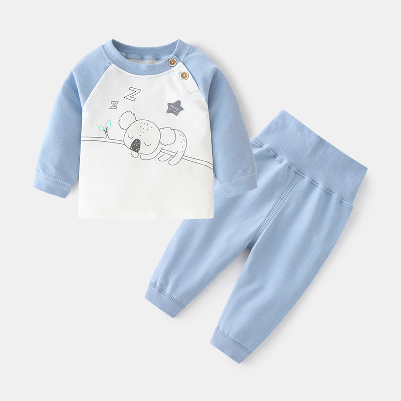 Babibele baby underwear set - autumn/winter thermal underwear for children, class a, raglan sleeve printed two-piece set with high-waisted long johns