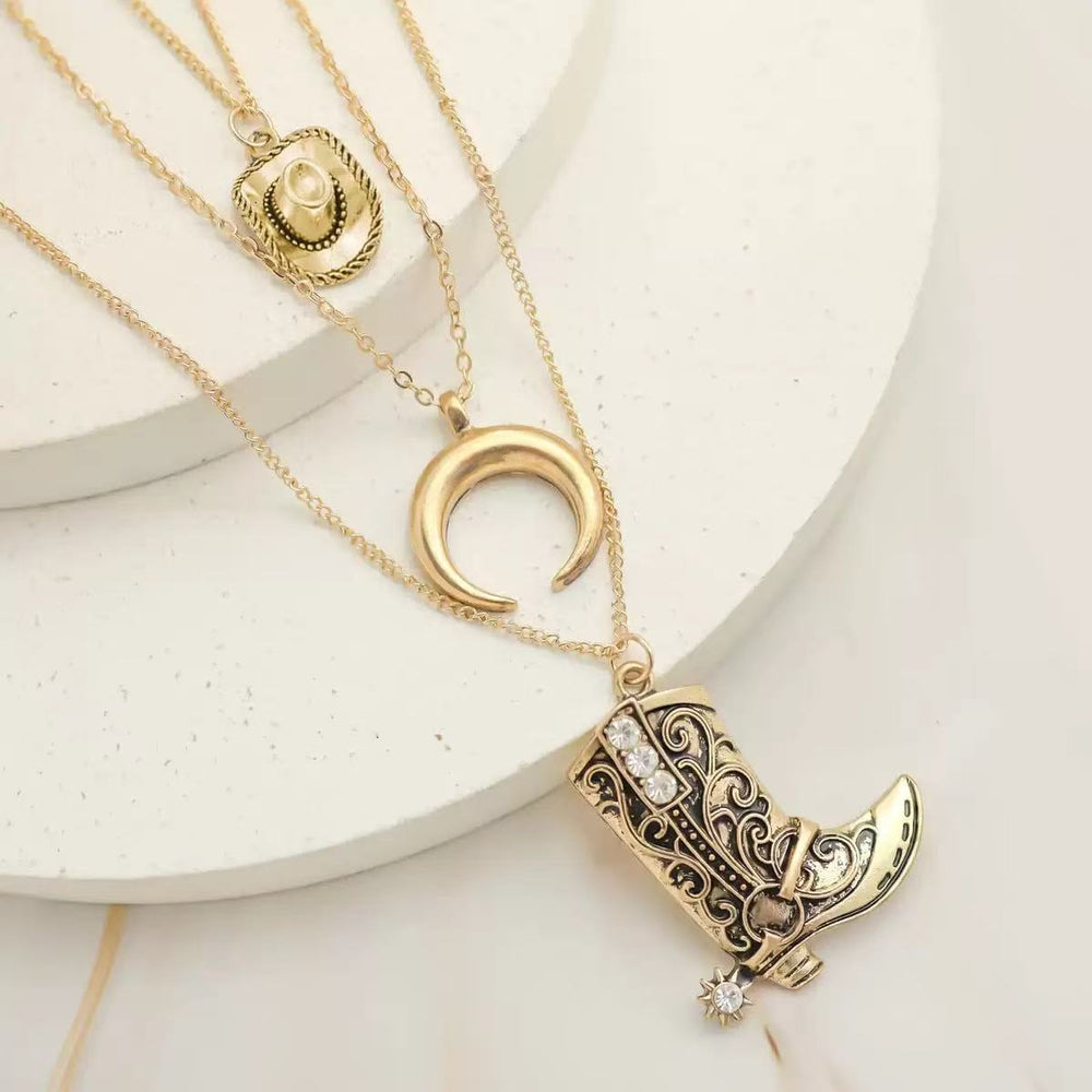 Highly rated new western cowboy boot necklace - gold plated copper, tarnish resistant