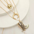 Highly rated new western cowboy boot necklace - gold plated copper, tarnish resistant