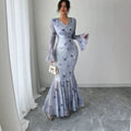 new chinese style one-shoulder long sleeve dress - women's autumn sexy slim-fit bodycon mermaid tail evening gown