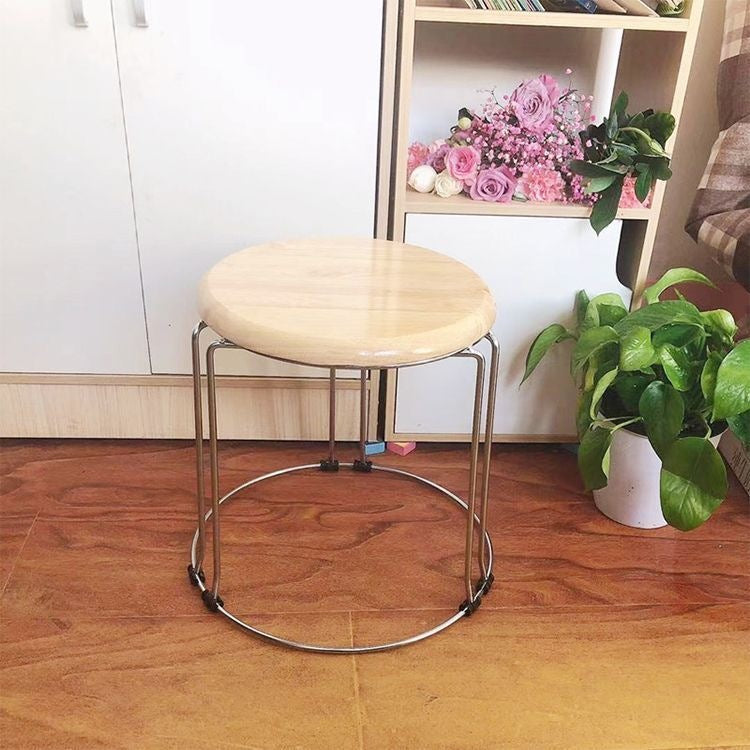 Soft stool, durable shoe changing stool, casual stool, for home bench, solid wood surface low stool, round stool, thickened steel stool