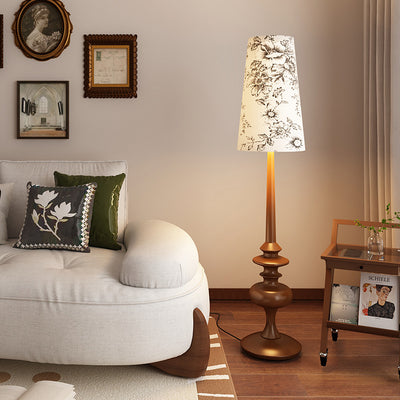 French retro floor lamp, vintage style corner lamp for living room sofa, american wabi-sabi bedside lamp for bedroom