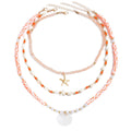 Bohemian beaded necklace wholesale european and american cross-border starfish pendant women's colorful soft clay shell stacked clavicle chain