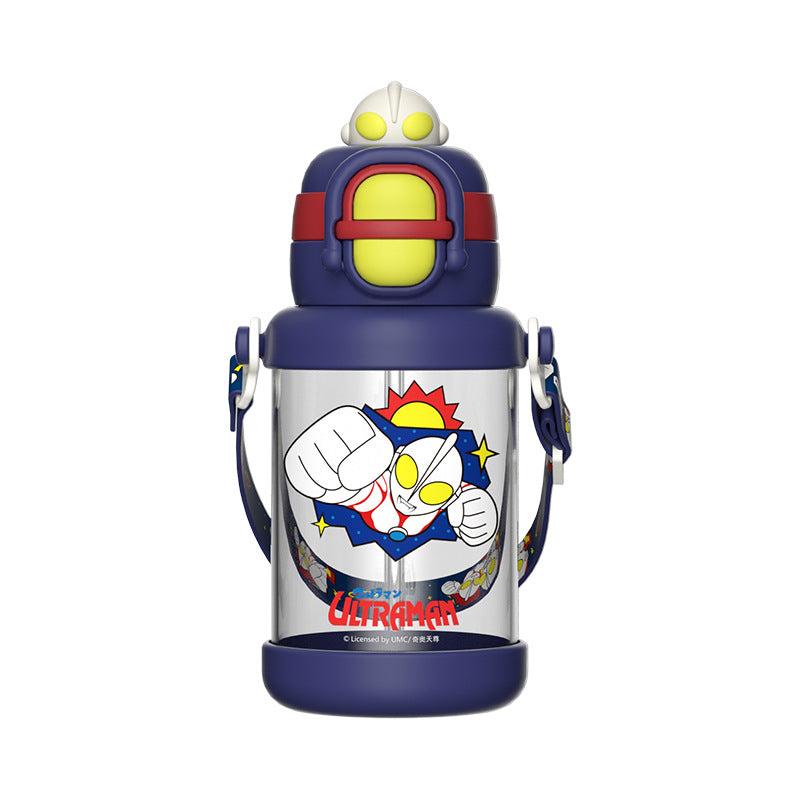 Ultraman kids plastic cup lock buckle special straw cup for school outdoor high temperature resistant water cup kids water cup