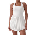 Spring/summer new anti-exposure short-sleeve one-piece tennis skirt - pleated running golf sports skirt - fashionable yoga skirt