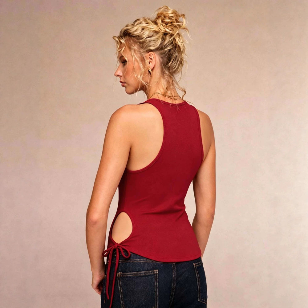 fashionhot girl style sleeveless tops for women cut outtie back waist slimming look silm vest summeroutwear