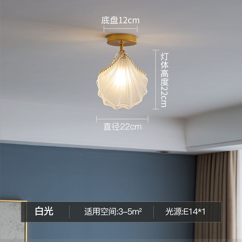 Scandinavianpopular copper-plated accessible luxury crystal wall lamp modern casual bedroom bedside shell lamp living room background wall lamp
