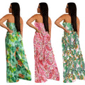 X6287 cross-border   fashion women's floral print sleeveless collarless pants jumpsuit