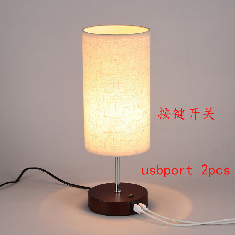 USB charging table lamp wooden base small table lamp  e-commerce  provides E26 zipper lamp holder touch dimming