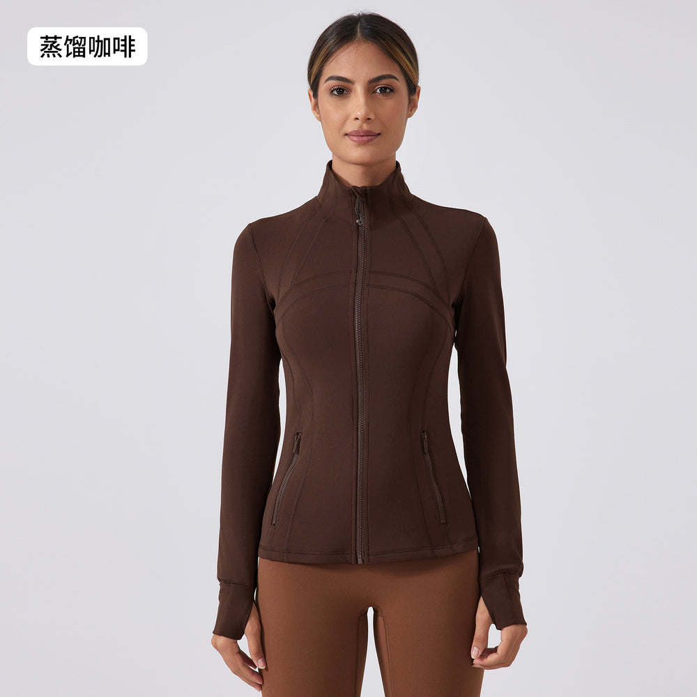 Autumn new yoga jacket women's running cycling sports long sleeve slim fit stand collar workout fitness apparel daw182