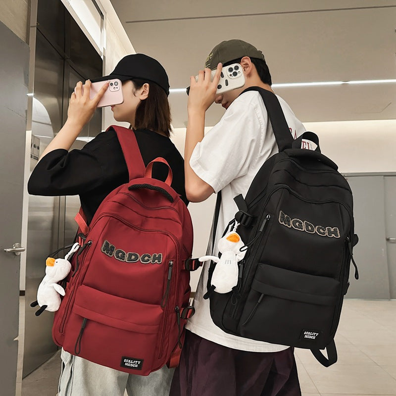 New schoolbag male college students large capacity high school junior high school students fashion versatile casual wear-resistant backpack letter bag