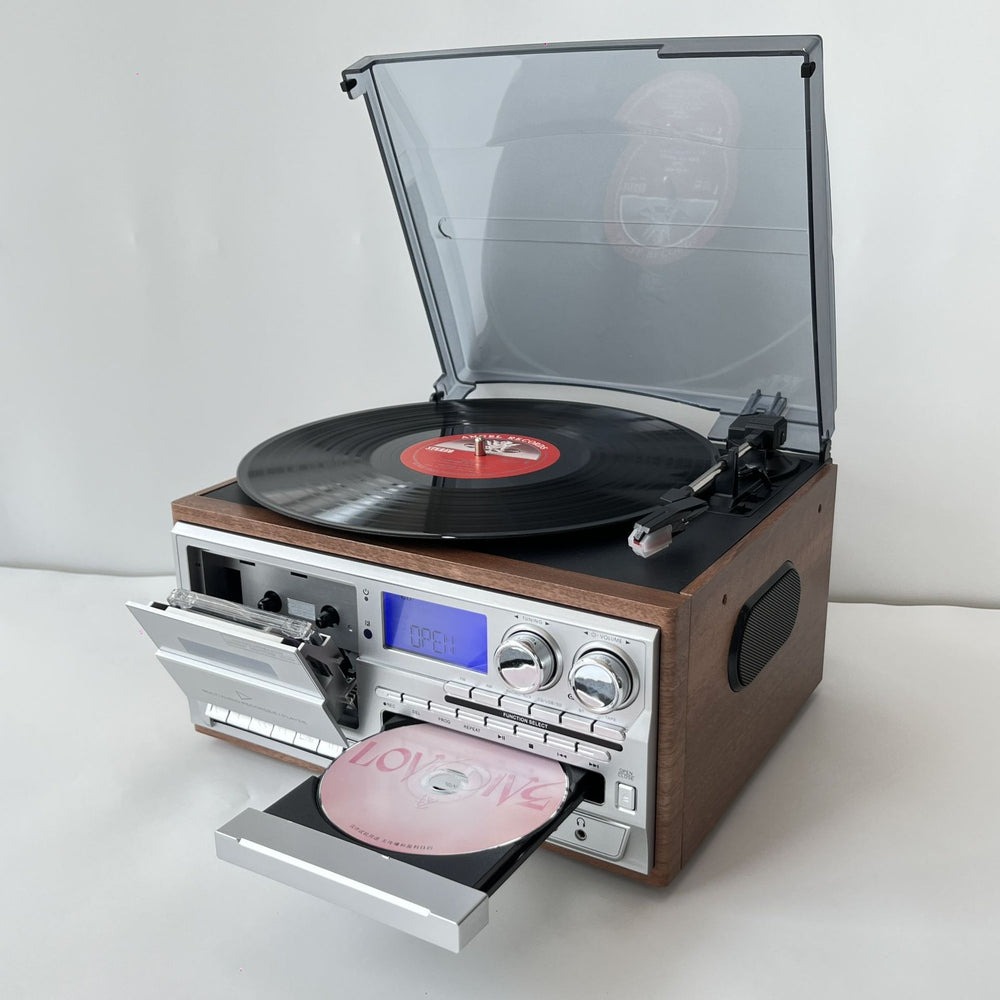 Brand new multifunctional vinyl record player lp bluetooth speaker cd player cassette tape deck - high fidelity, perfect for home, nostalgic gifts