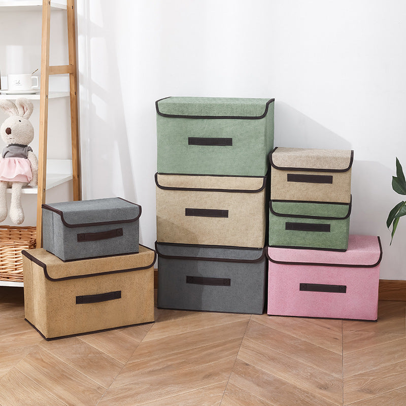 Non-woven three-piece storage box, household bedroom storage room finishing with cover, dustproof storage, large-capacity finishing