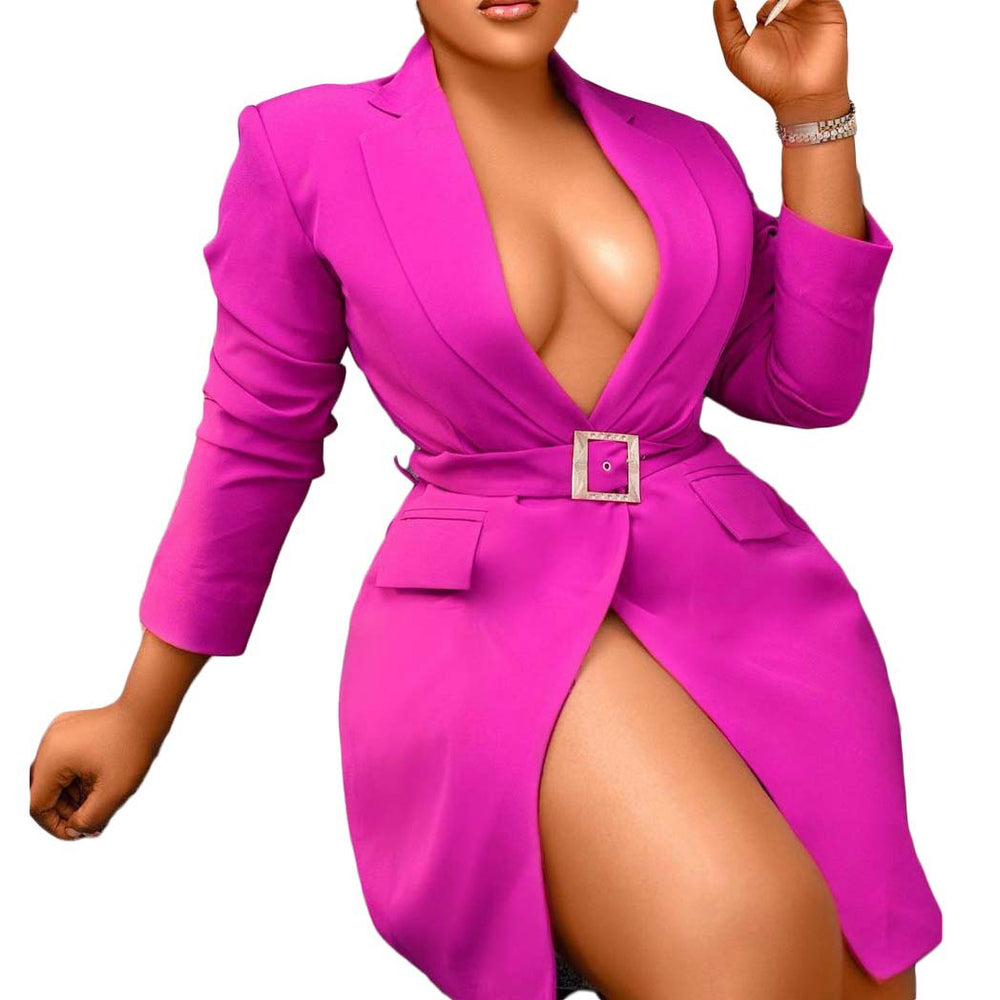 D3062m european and american bodycon slim-fit professional suit dress - spring/autumn plus size  european and american suit collar dress