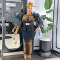 women's clothing african style gridsilm hot diamond puff sleeves long sleevesilmfake two-piecedress long skirt