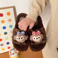 2025 new cute cartoon shirley rose leopard print fuzzy slippers women's autumn/winter outdoor non-slip soft sole closed-toe cotton slippers