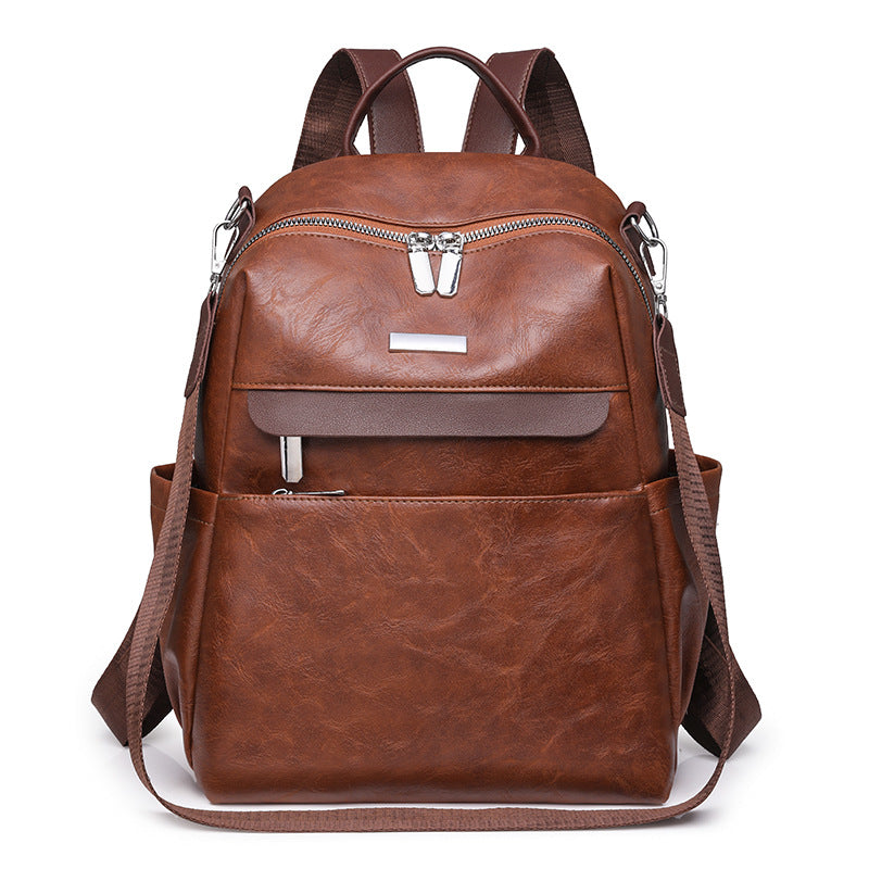 New  contrasting color women's backpack casual large-capacity commuter backpack multi-functional retro portable shoulder bag