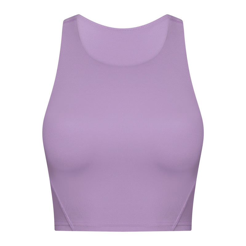 Trendy bestseller: round neck yoga tank top with built-in bra pads - barely-there feel, high-stretch, compression sports bra for women - dt169