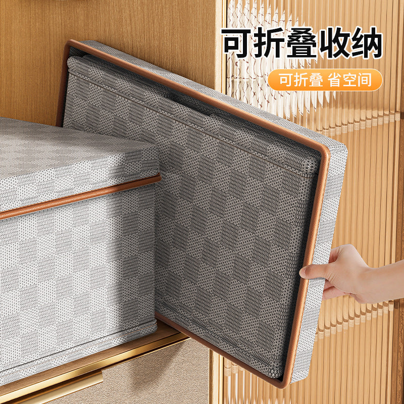 New non-woven checkerboard heaven and earth cover clothes storage box clothing household finishing artifact box toy storage basket