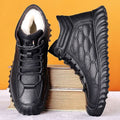 Men's winter warm cotton shoes - fleece lined, non-slip, casual high-top cotton shoes for men, elderly cotton shoes, men's leather cotton shoes for seniors