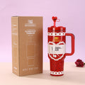 New creative heart-shaped handle ice tumbler, large capacity 304 stainless steel insulated mug, stanley-style portable straw cup
