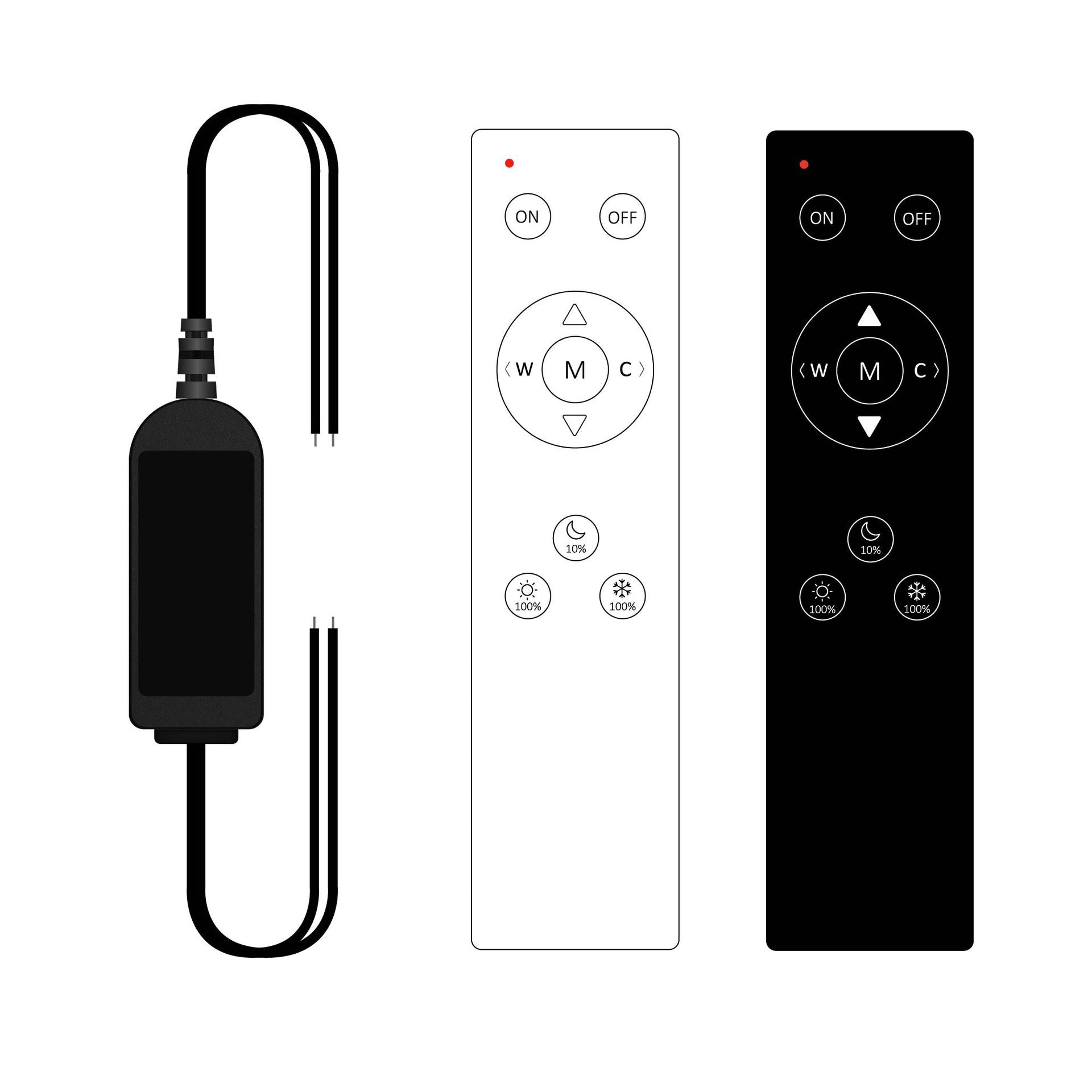Two-wire two-channel dual-color temperature controller, three-wire COB light with stepless dimmer to adjust brightness LED home improvement lighting