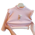 New autumn/winter korean style girls' fleece-lined thickened sweatshirt base layer long sleeve baby girl trendy kids' cotton clothing