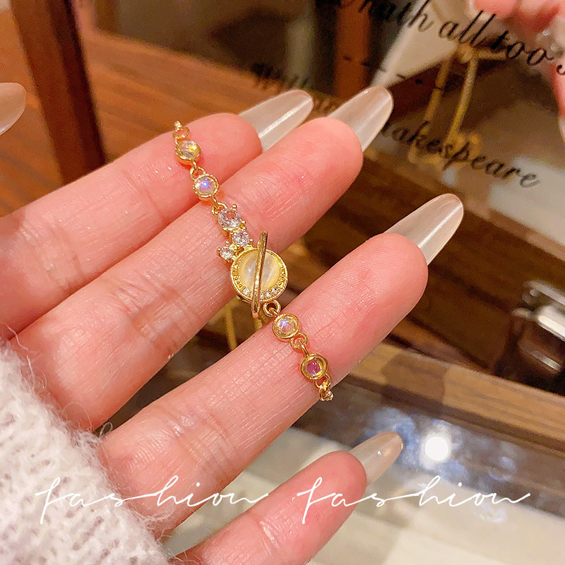 Super fairy micro-embedded zircon bows bracelet for women classy sense of accessible luxury crystal bracelet best selling exquisite pull-out hand jewelry