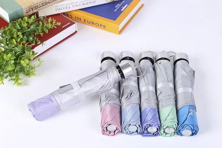 7 bone silver glue single three-fold umbrella folding umbrella manual business umbrella parasol student ultra-light printed logo